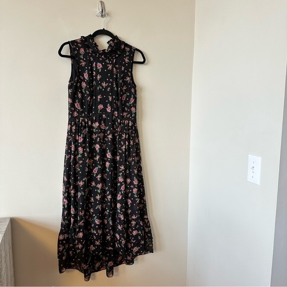 REBECCA Minkoff-Dainty Floral High Neck High Low Sleeveless Dress (Size:XS) - Picture 5 of 14